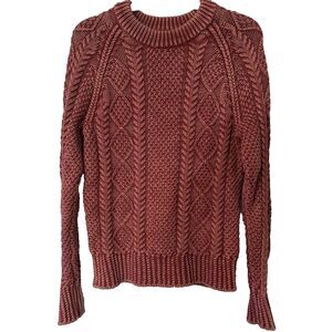 L.L Bean Signature Vintage Chunky Cable Knit Sweater Women Medium Dusty Rose